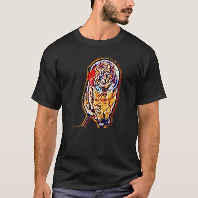 T-shirt Peinture Abstraite Numérique D'un Chat 9 (Devant)
