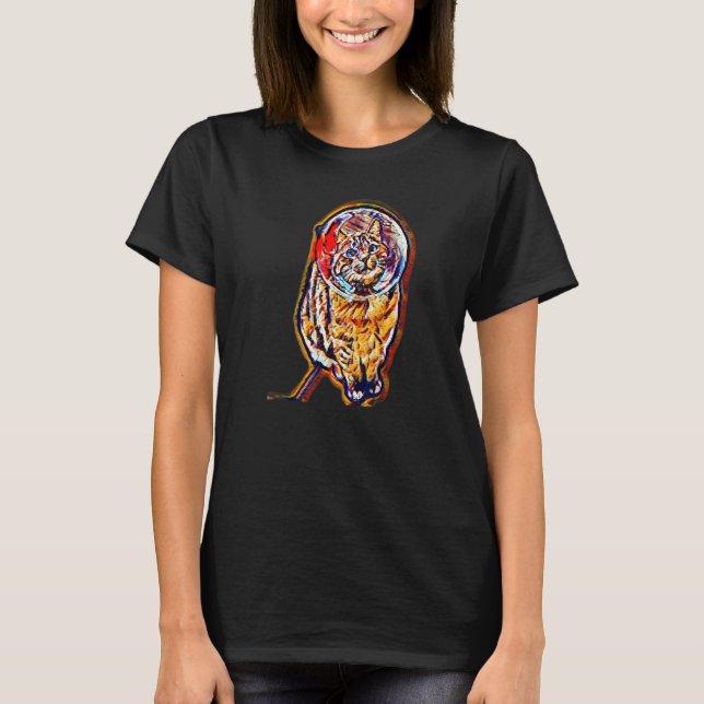 T-shirt Peinture Abstraite Numérique D'un Chat 9 (Devant)
