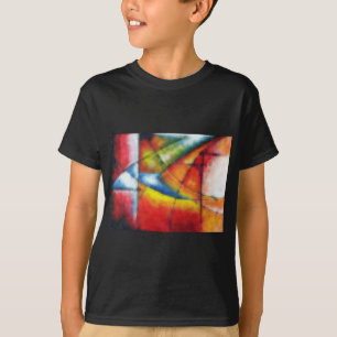 T-shirt peinture abstraite rouge jaune vert bleu