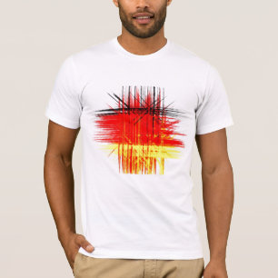 T-shirt Peinture Abstraite Rouge Noir Jaune Rétro