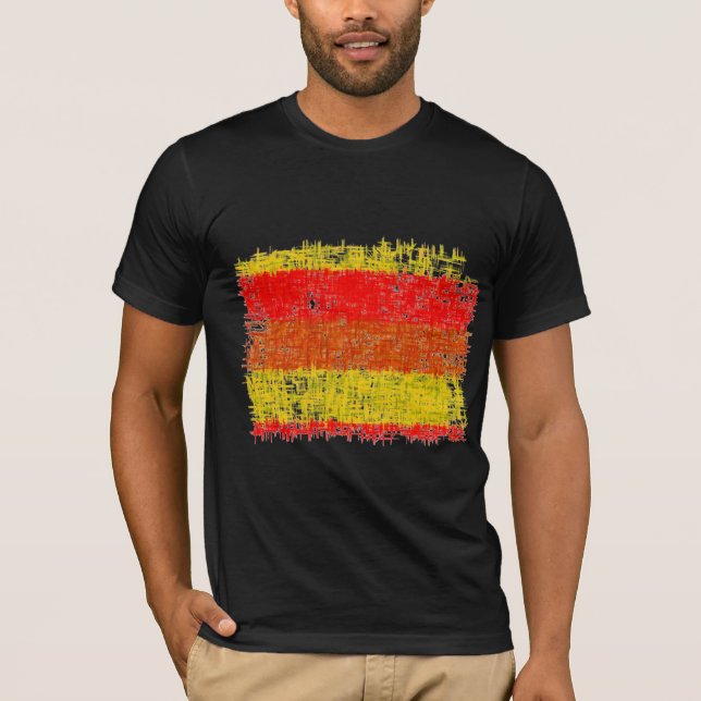 T-shirt Peinture Abstraite | Rouge rétro et jaune (Devant)