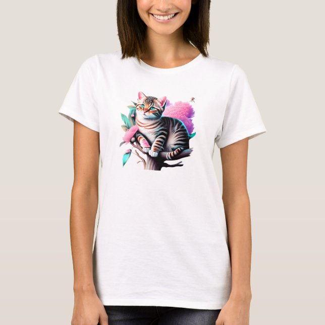 T-shirt Peinture Acrylique Chat (Devant)