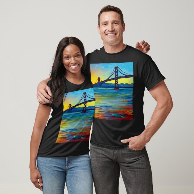 T-shirt Peinture acrylique, San Francisco Bay Bridge, Couc (Unisexe)