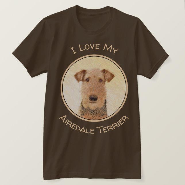T-shirt Peinture Airedale Terrier - Cute Original Art (Design devant)
