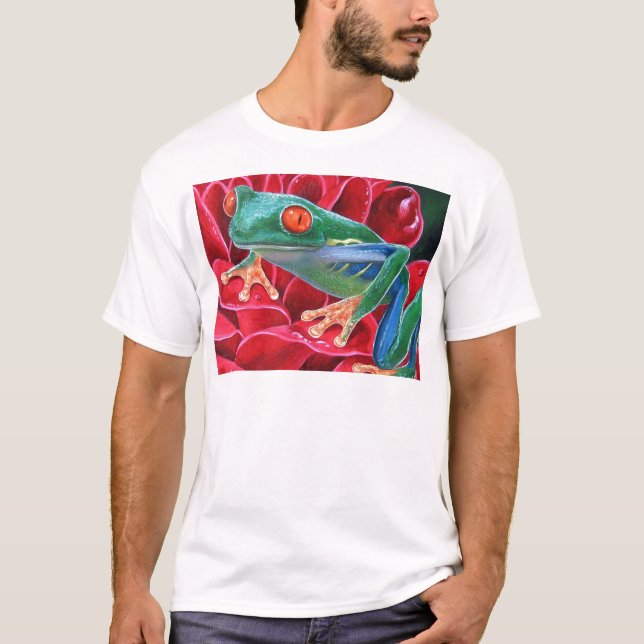 T-shirt Peinture animale d'art de grenouille verte - multi (Devant)