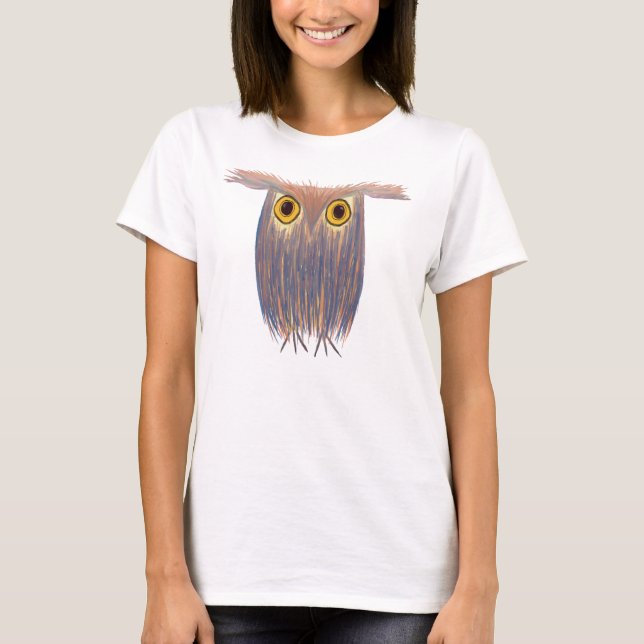 T-shirt Peinture aquarelle de Chouette colorée (Devant)