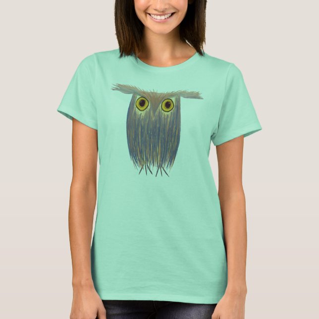 T-shirt Peinture aquarelle de Chouette colorée (Devant)