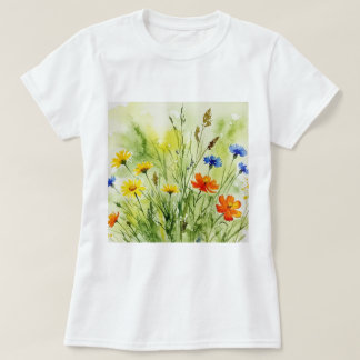 T-shirt Peinture aquarelle de fleurs sauvages et de plante