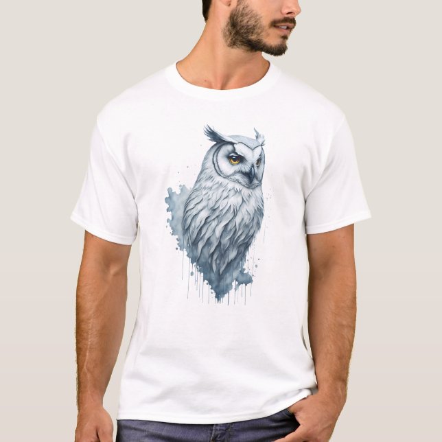 T-shirt Peinture aquarelle de la Chouette blanche (Devant)