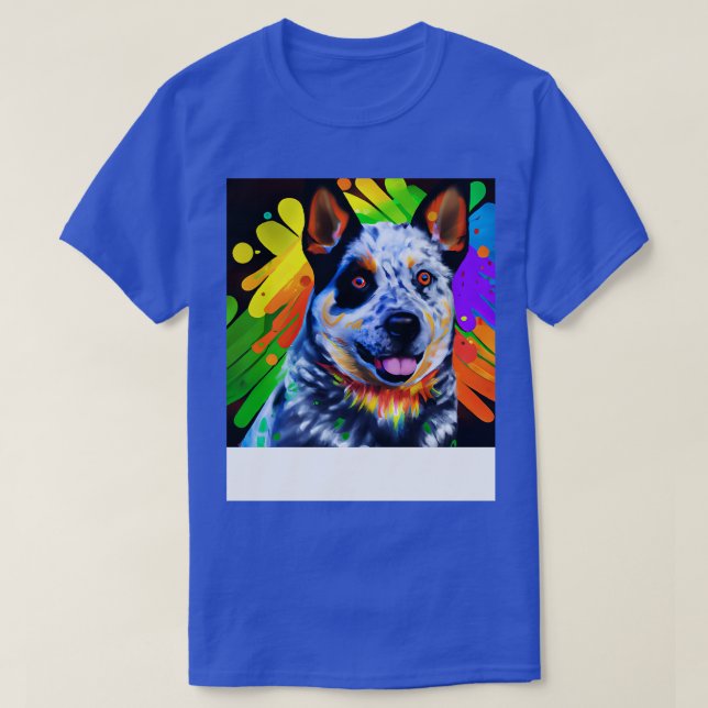 T-shirt Peinture arc-en-ciel du chien de bétail australien (Design devant)