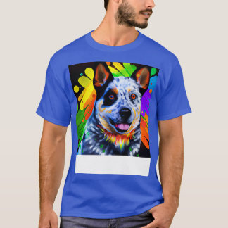 T-shirt Peinture arc-en-ciel du chien de bétail australien