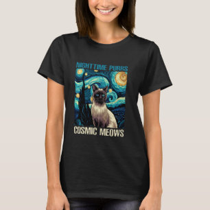 T-shirt Peinture artistique de style nuit étoilée siamois