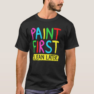 T-shirt Peinture au doigt d'abord nettoyer plus tard Enfan