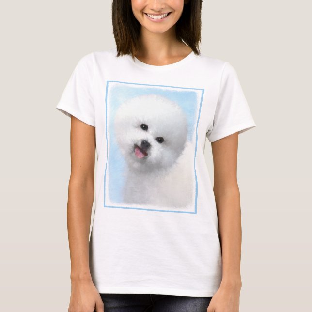 T-shirt Peinture Bichon Frise - Cute Original Chien Art (Devant)