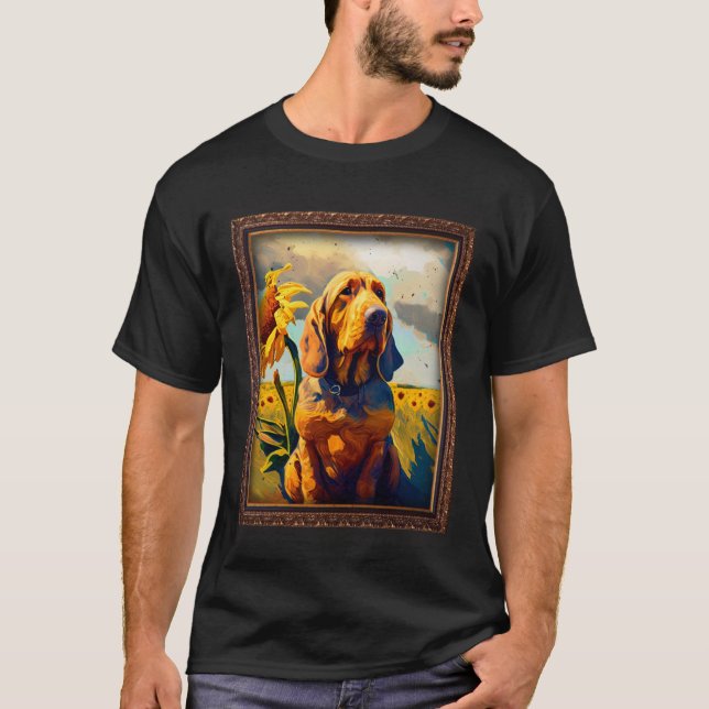 T-shirt Peinture Bloodhound Tournesol Fleur Maman Femmes F (Devant)