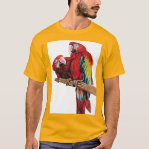 T-shirt Peinture couleur rouge Macaw Aquarelle