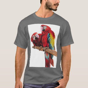 T-shirt Peinture couleur rouge Macaw Aquarelle