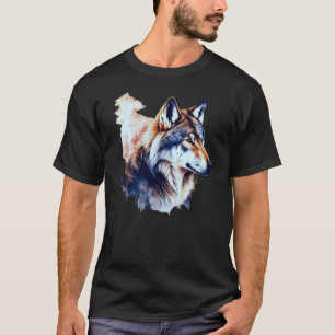 T-shirt Peinture d'aquarelle Abstraite de la tête de loup