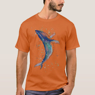T-shirt Peinture d'aquarelle de baleine bleue 1