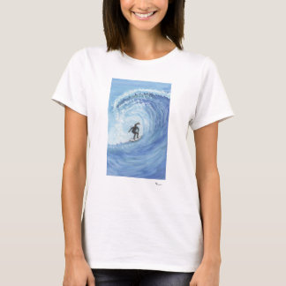 T-shirt Peinture d'aquarelle unique des femmes surfeuses
