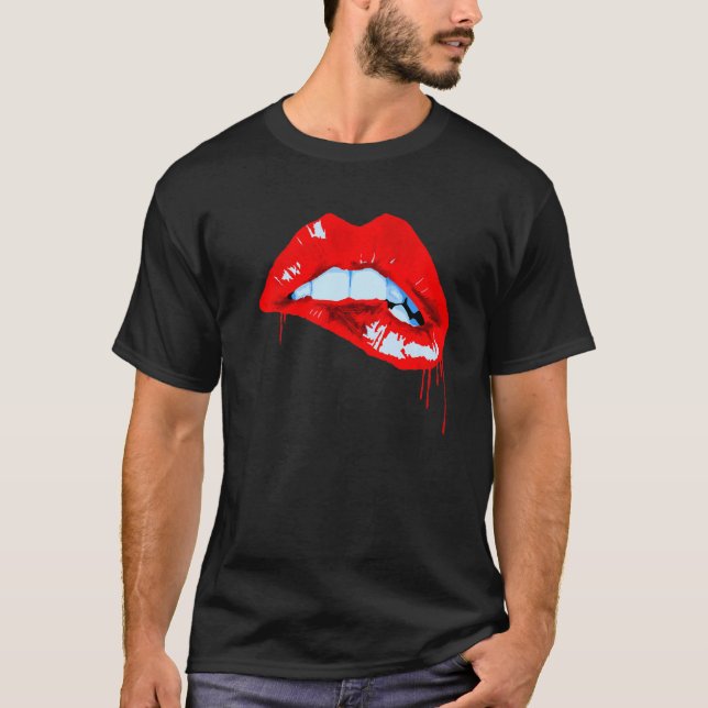 T-shirt Peinture d'art à lèvres rouges (Devant)