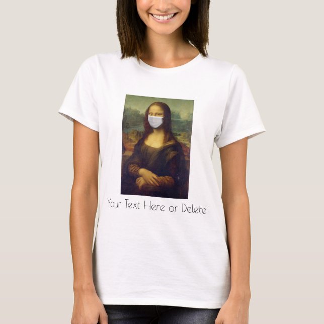 T-shirt Peinture d'art Mona Lisa avec masque facial (Devant)