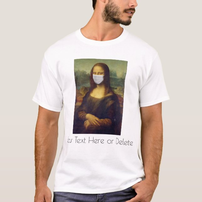 T-shirt Peinture d'art Mona Lisa avec masque facial (Devant)