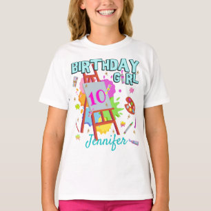 T-shirt Peinture d'art Splter Peinture Anniversaire Fille