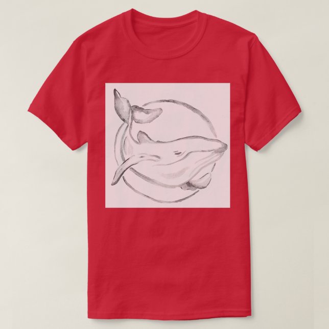 T-shirt Peinture de baleine gris aquarelle (Design devant)