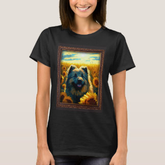 T-shirt Peinture de Berger Caucasien Fleur de Tournesol Ma