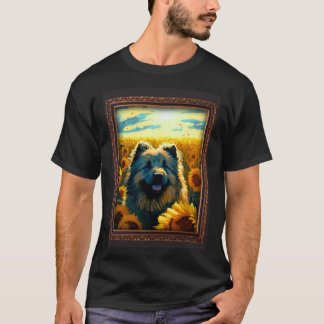 T-shirt Peinture de Berger Caucasien Fleur de Tournesol Ma
