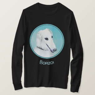 T-shirt Peinture de Borzoi (blanc) - Beau art original de