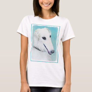 T-shirt Peinture de Borzoi (blanc) - Beau art original de