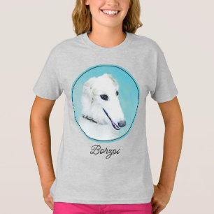 T-shirt Peinture de Borzoi (Blanc) - Joli Chien d'origine 