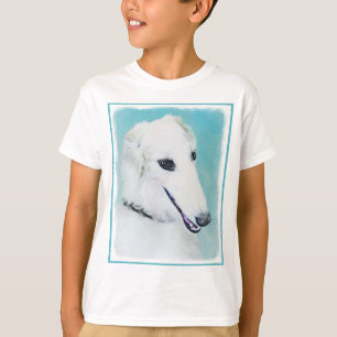 T-shirt Peinture de Borzoi (Blanc) - Joli Chien d'origine