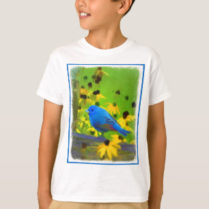 T-shirt Peinture de Bunting Indigo - Art original pour ois