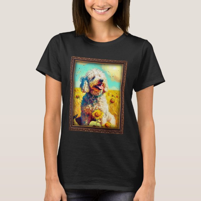 T-shirt Peinture de caniche Fleur de tournesol Maman Femme (Devant)