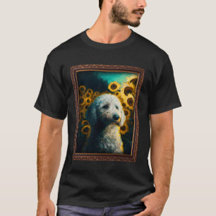 T-shirt Peinture de caniche Fleur de tournesol Maman Femme