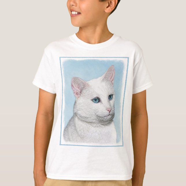 T-shirt Peinture de chat blanc - Cute Original Cat Art (Devant)