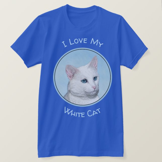 T-shirt Peinture de chat blanc - Cute Original Cat Art (Design devant)