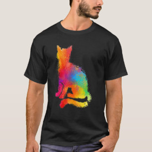T-shirt Peinture de chat coloré mignon kitten Adoption de 
