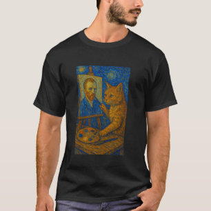 T-shirt Peinture de chat de Van Gogh Drôle Amateur de chat