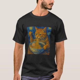 T-shirt Peinture de chat de Van Gogh Ramen Nouilles Artist