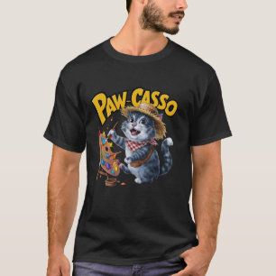 T-shirt peinture de chat drôle patte casso papa maman enfa