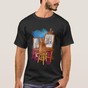 T-shirt Peinture de chat Lion Artistique Amoureux d'animau