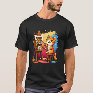 T-shirt Peinture de chat Lion Dessin d'animal Art abstrait