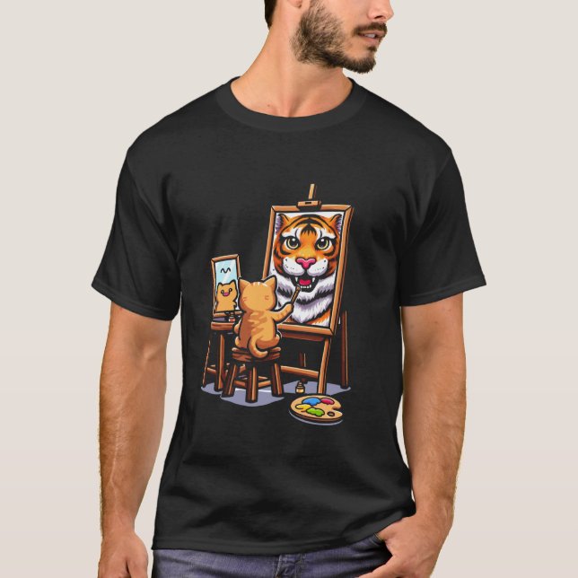 T-shirt Peinture de chat Lion Dessin d'animal Art abstrait (Devant)