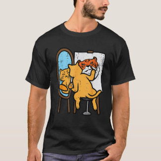 T-shirt Peinture de chat Tigre Humour drôle Inspirant Homm