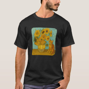 T-shirt Peinture de chat tournesols drôle artiste célèbre 