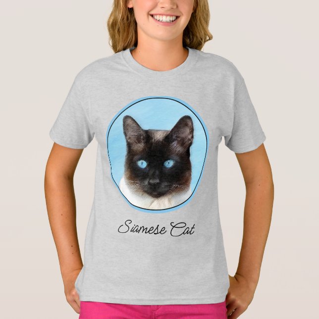 T-shirt Peinture de chats de Siamese - Cute Original Chat  (Devant)